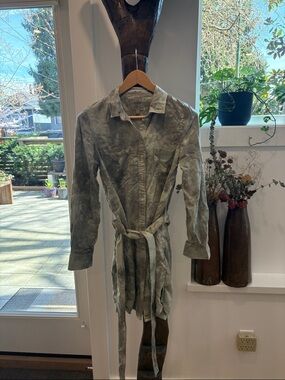 GUESS Sage Green Washed Shirt Jacket